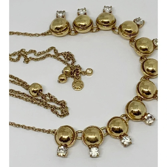 Ann Taylor Adjustable Gold Ball Crystal Necklace - Picture 2 of 3